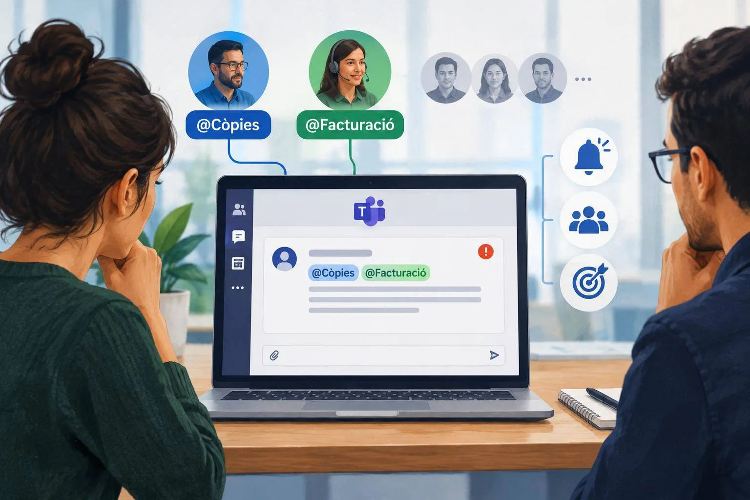 Avisa només qui pot actuar amb etiquetes a Teams