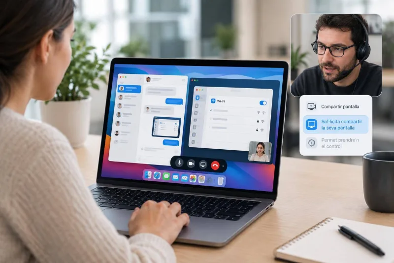 Resol incidències d’un Mac des de Missatges amb control puntual de pantalla