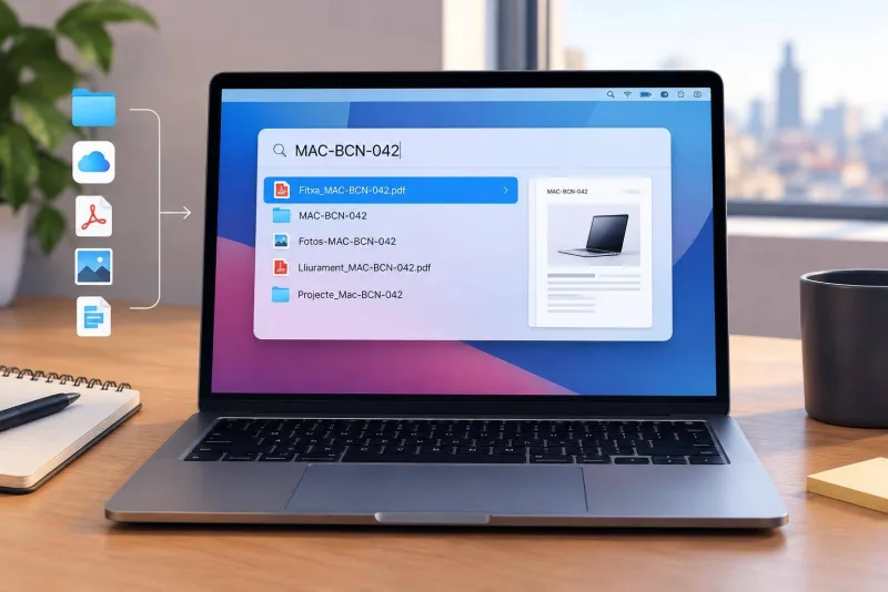 Troba la fitxa d’un Mac amb Spotlight abans d’un lliurament